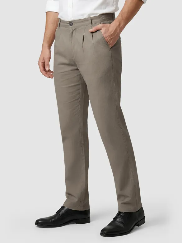 Khaki Double Cloth Cotton Pants