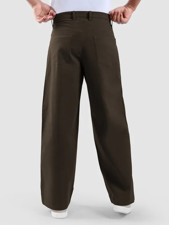 Dark Brown Mid Rise Wide Leg Trousers