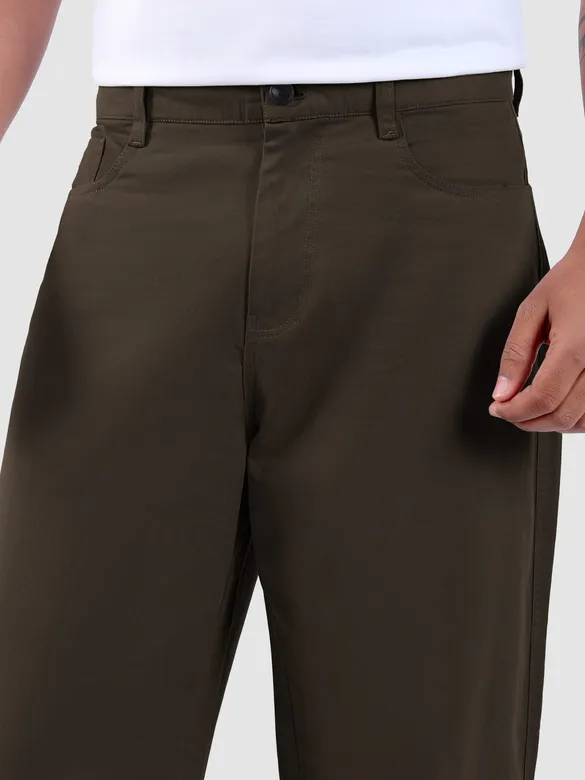 Dark Brown Mid Rise Wide Leg Trousers