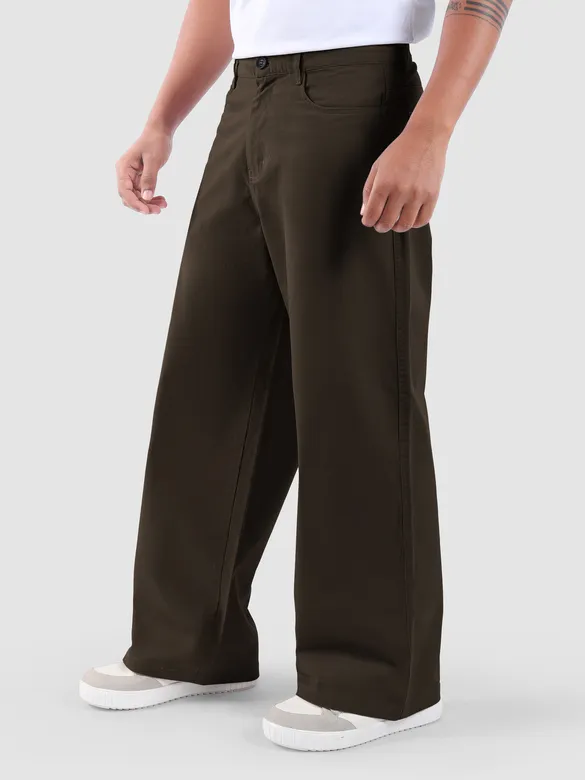 Dark Brown Mid Rise Wide Leg Trousers