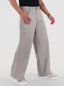 Elephant Grey Mid Rise Wide Leg Trousers