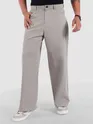 Elephant Grey Mid Rise Wide Leg Trousers
