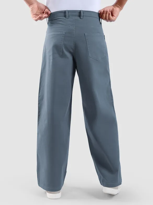 Savoy Blue Mid Rise Wide Leg Trousers