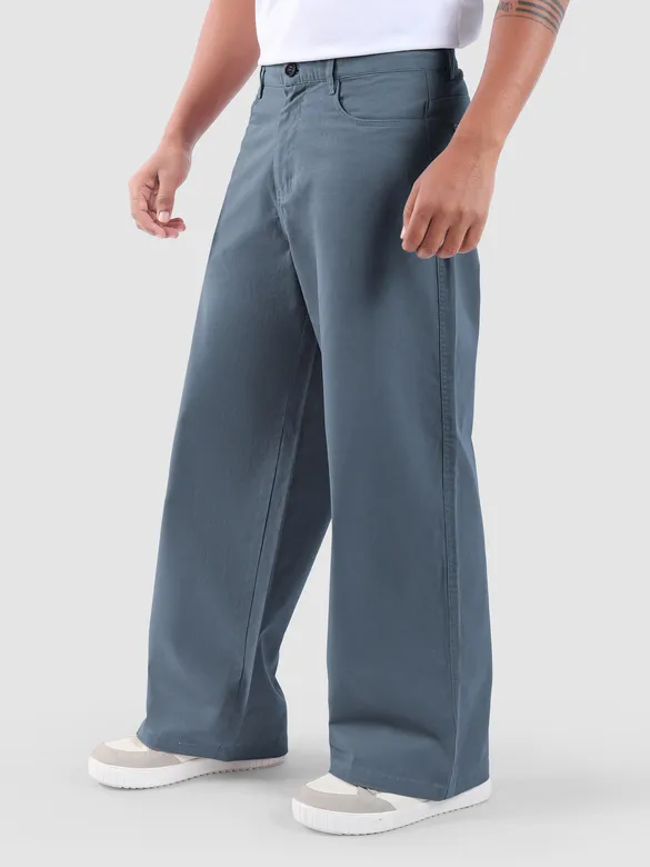 Savoy Blue Mid Rise Wide Leg Trousers