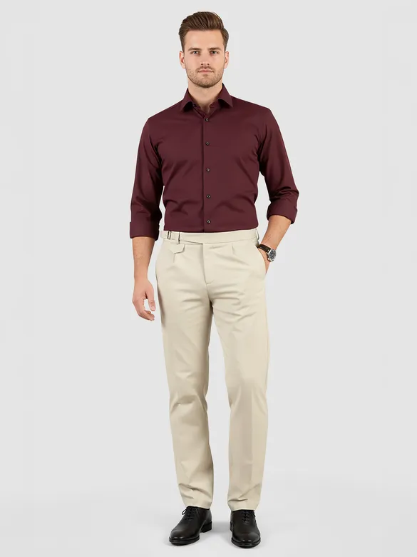 Beige Stretch Gurkha Pants