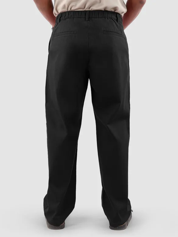 Black Cotton Lycra Slub Trousers