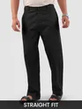 Black Cotton Lycra Slub Trousers