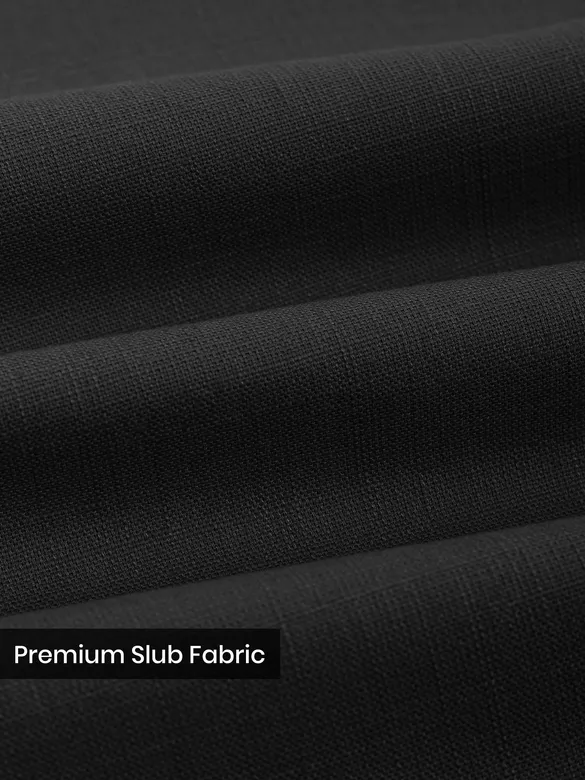 Black Cotton Lycra Slub Trousers