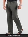 Dark Grey Cotton Lycra Slub Trousers