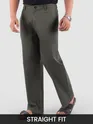 Dark Grey Cotton Lycra Slub Trousers