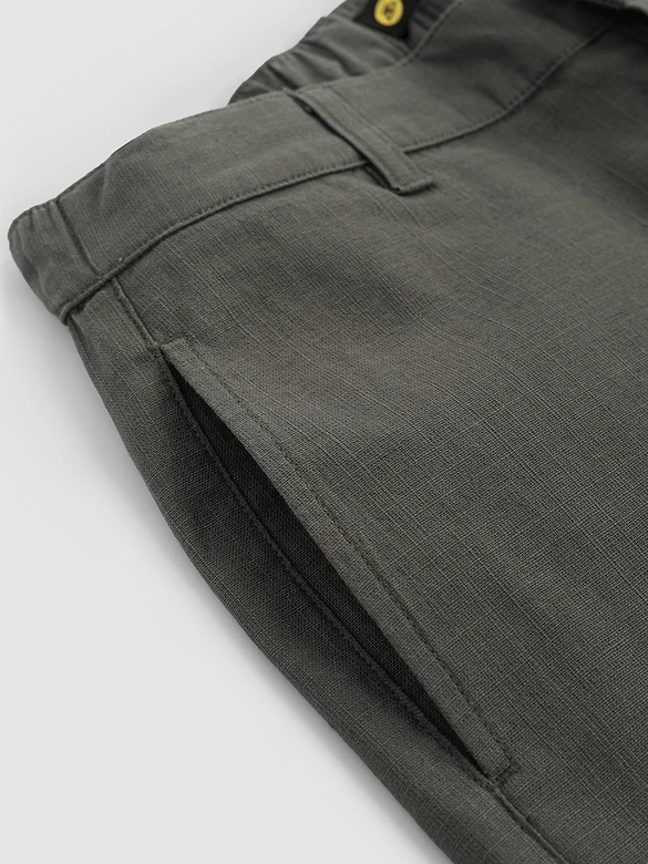 Dark Grey Cotton Lycra Slub Trousers