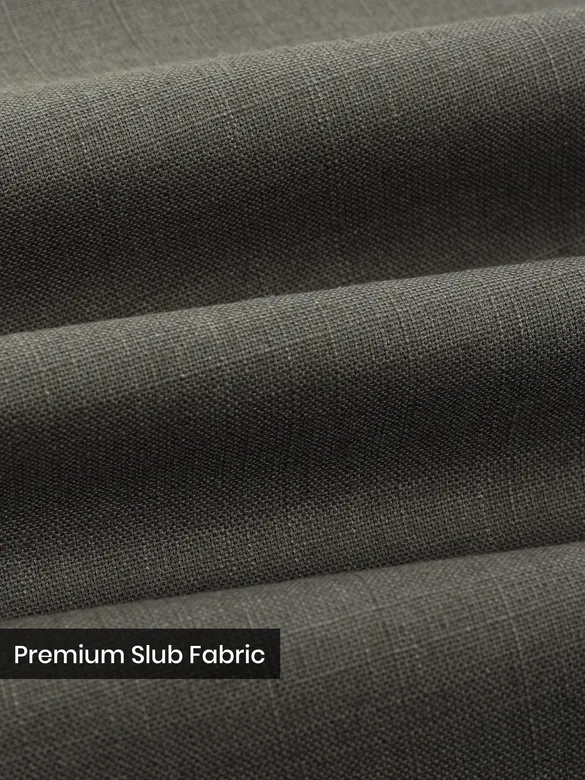 Dark Grey Cotton Lycra Slub Trousers