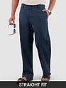 Navy Cotton Lycra Slub Trousers