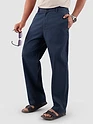 Navy Cotton Lycra Slub Trousers
