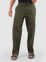 Olive Cotton Lycra Slub Trousers