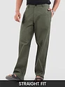 Sage Green Cotton Lycra Slub Trousers 