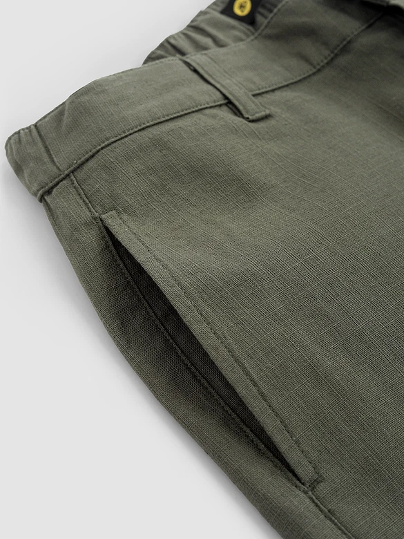 Sage Green Cotton Lycra Slub Trousers