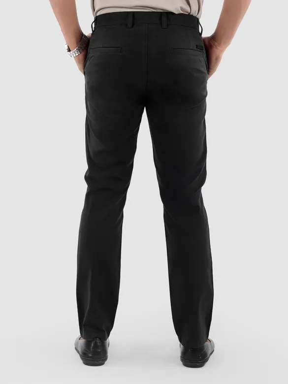 Black Regular Fit Cotton Trousers