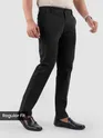 Black Regular Fit Cotton Trousers