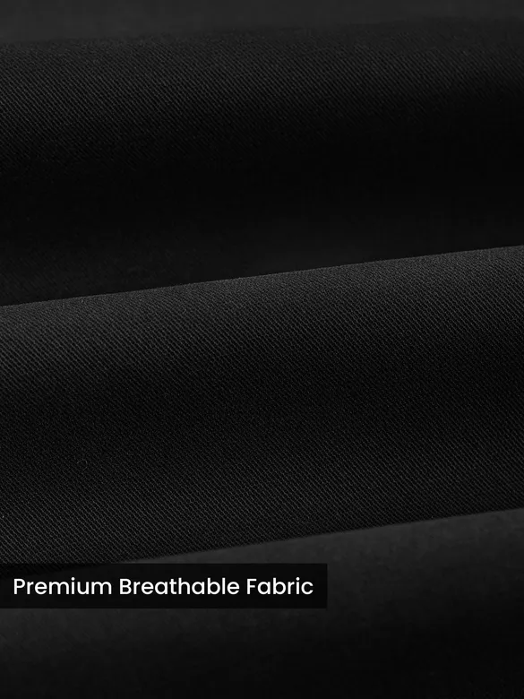 Black Regular Fit Cotton Trousers