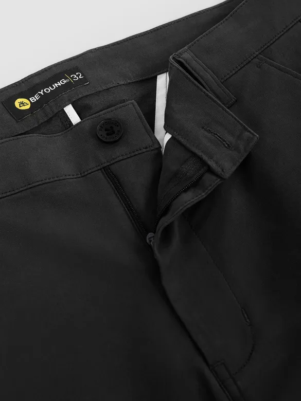 Black Regular Fit Cotton Trousers