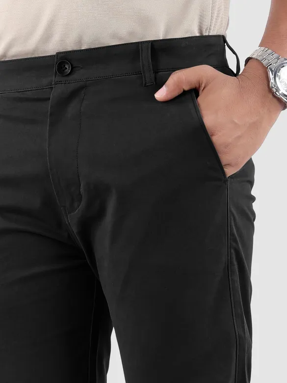Black Regular Fit Cotton Trousers