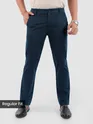 Dark Space Blue Regular Fit Cotton Trousers
