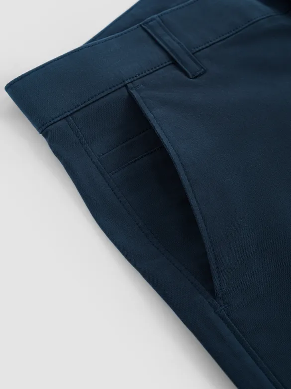 Dark Space Blue Regular Fit Cotton Trousers