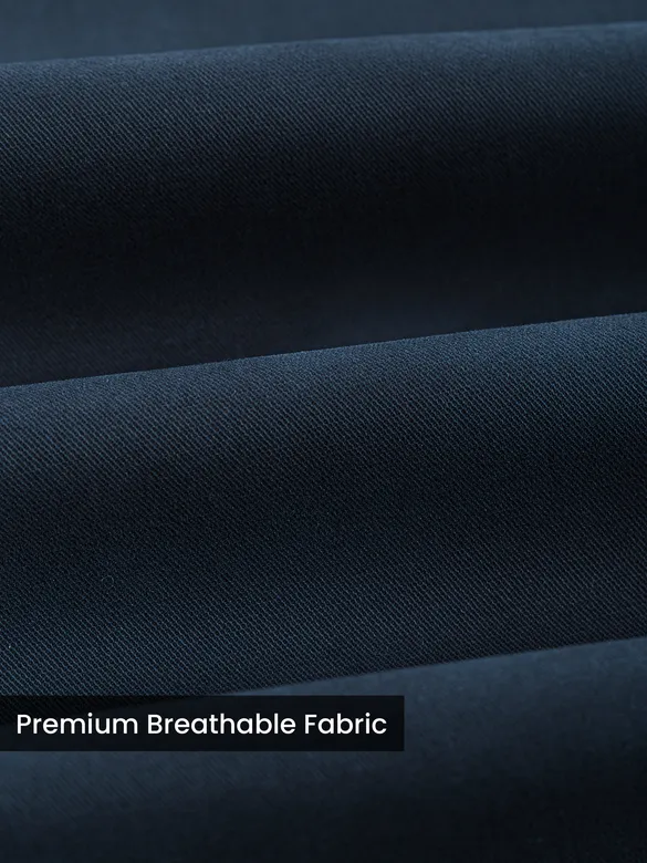 Dark Space Blue Regular Fit Cotton Trousers