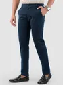 Dark Space Blue Regular Fit Cotton Trousers