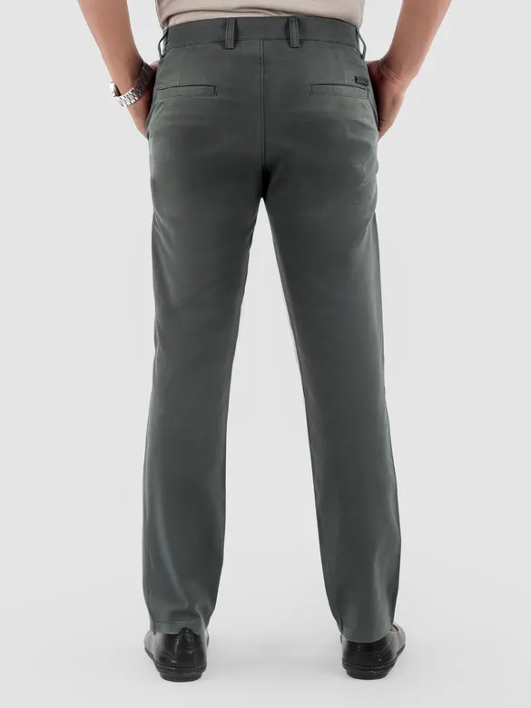 Matte Grey Regular Fit Cotton Trousers