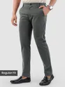 Matte Grey Regular Fit Cotton Trousers