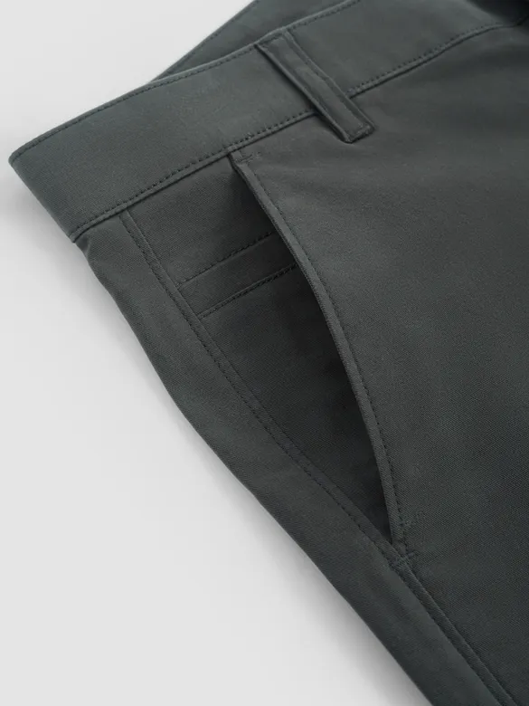 Matte Grey Regular Fit Cotton Trousers