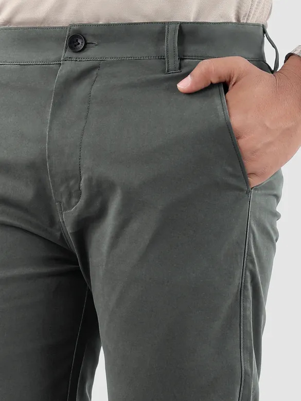 Matte Grey Regular Fit Cotton Trousers