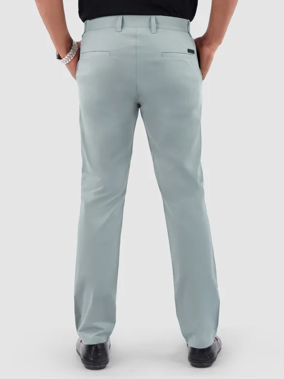 Mist Grey Regular Fit Cotton Trousers