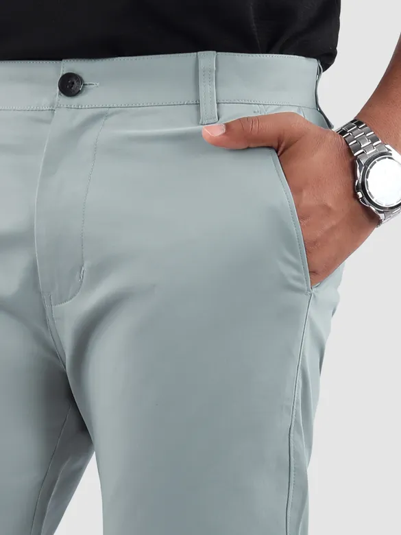 Mist Grey Regular Fit Cotton Trousers