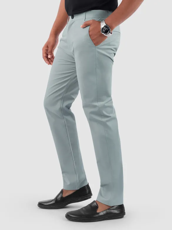 Mist Grey Regular Fit Cotton Trousers