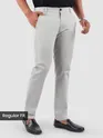 Pale Grey Regular Fit Cotton Trousers