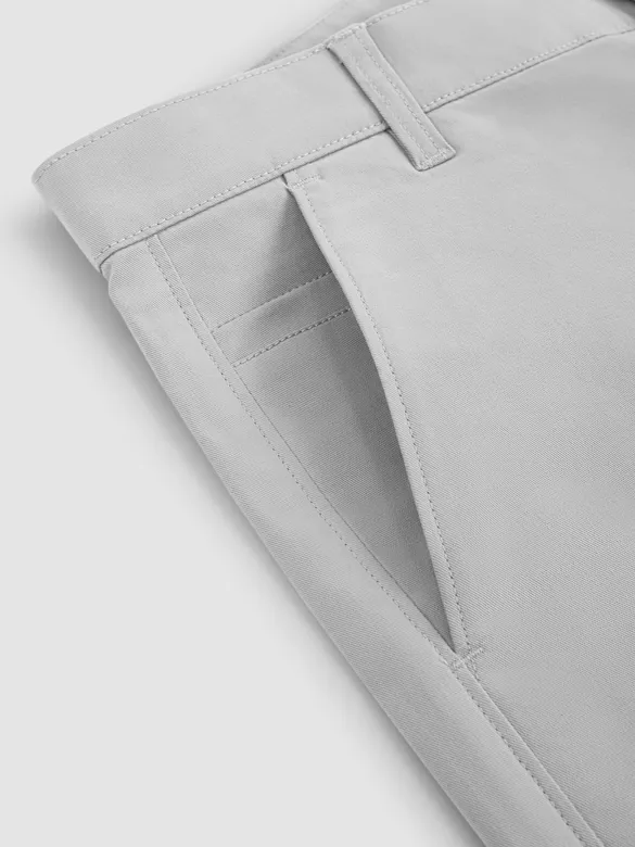 Pale Grey Regular Fit Cotton Trousers