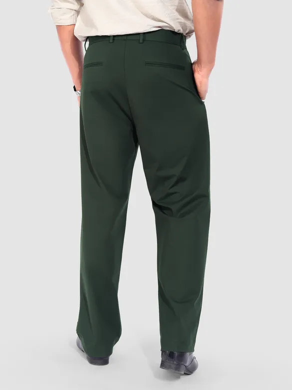 Dark Olive Relaxed Fit Korean Pants