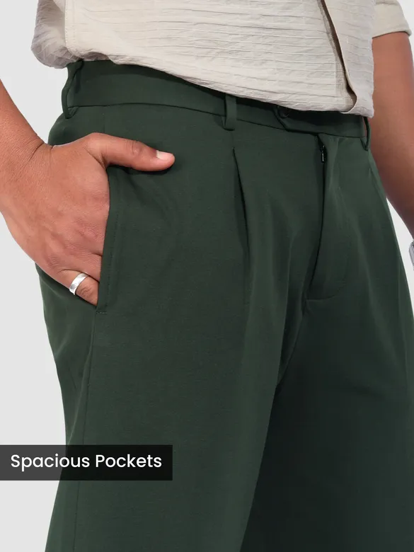 Dark Olive Relaxed Fit Korean Pants