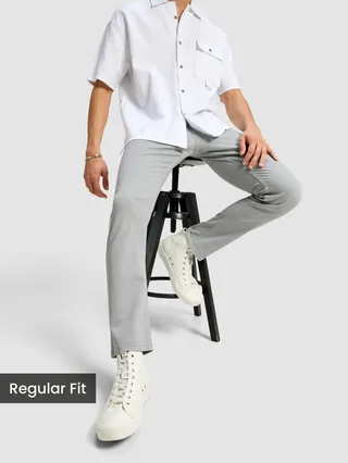 Grey Regular-fit Chino Pants