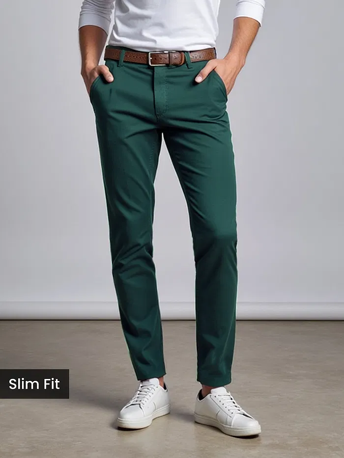 Green Slim-fit chinos for men