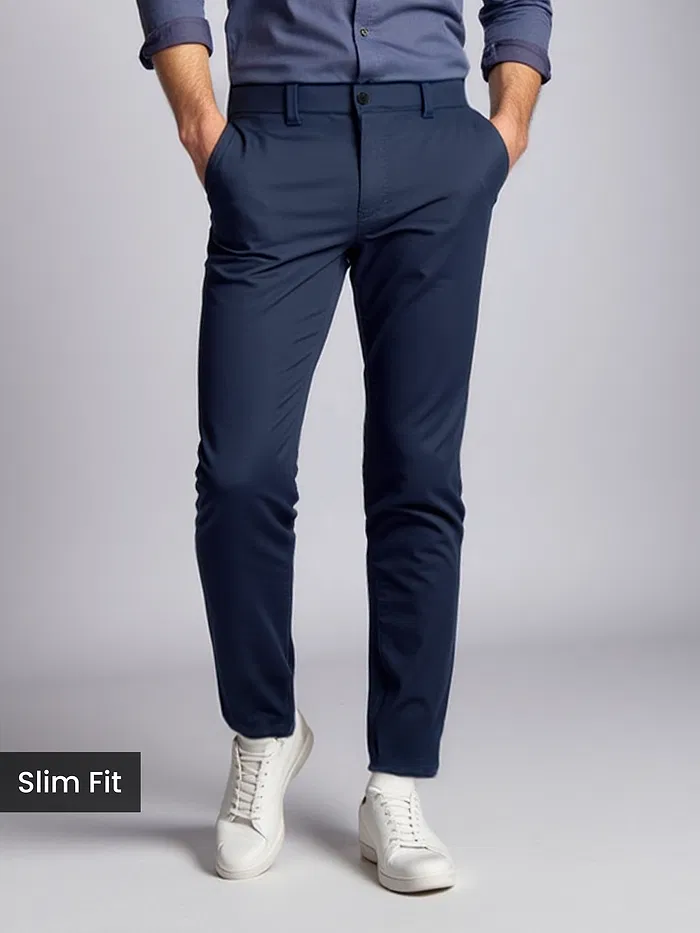 Midnight Blue Slim-Fit Trousers