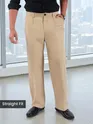 Beige Cotton Twill Straight Fit Trousers