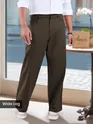 Dark Brown Mid Rise Wide Leg Trousers