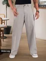 Elephant Grey Mid Rise Wide Leg Trousers