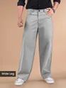 Light Grey Cotton Lycra Wide Leg Trousers