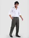 Metal Grey Cotton Twill Straight Fit Trousers