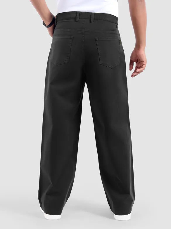 Black Cotton Lycra Wide Leg Trousers